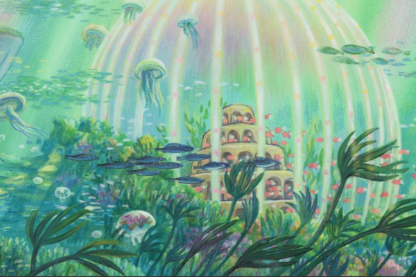 A still image from the film Ponyo.