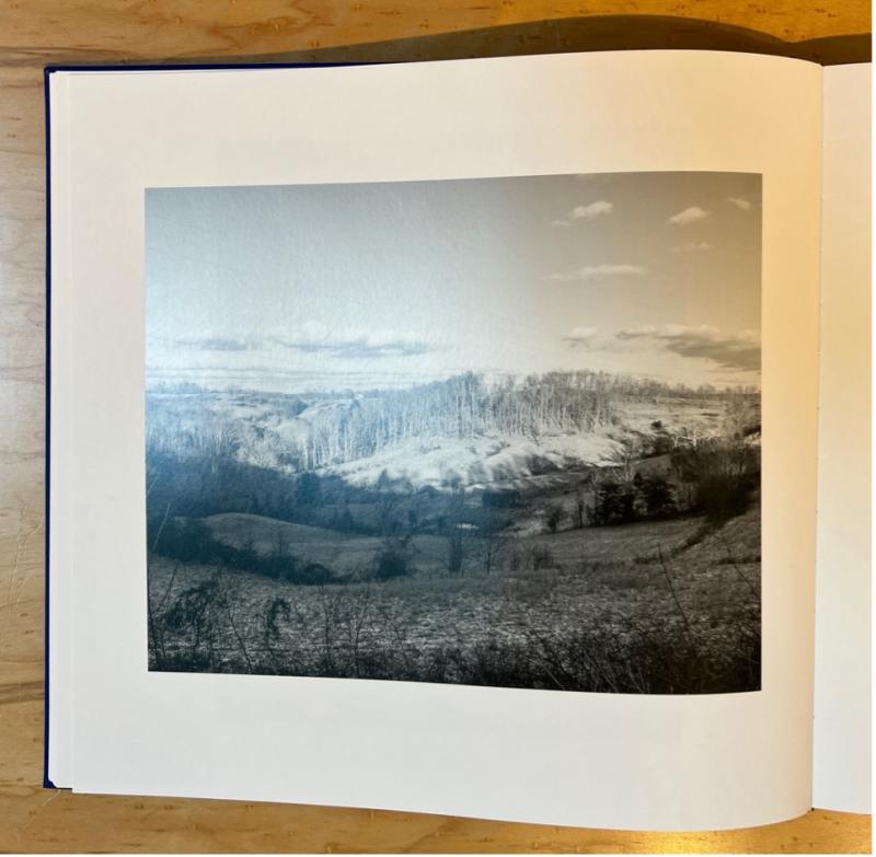 black and white photograph in a book of mountains in Appalachia